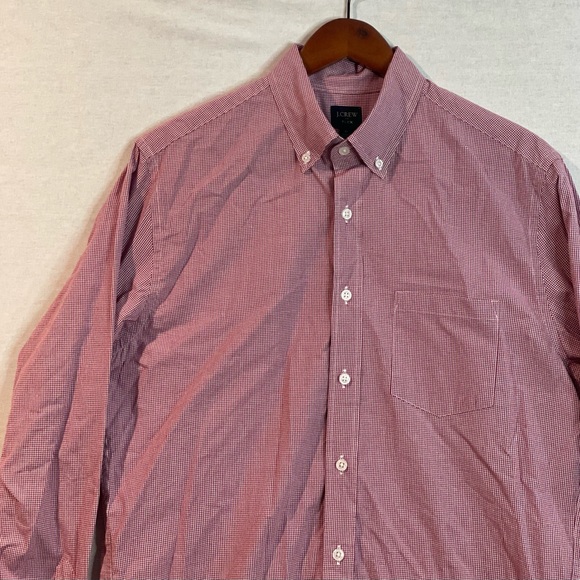 J.Crew Casual Shirt Mens M Flex Red Wine & White Button Up Long Sleeve - Picture 3 of 12
